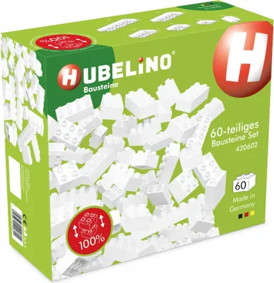 Productafbeelding van Hubelino bouwstenen, wit - set van 60 stuks - compatibel constructiespeelgoed
