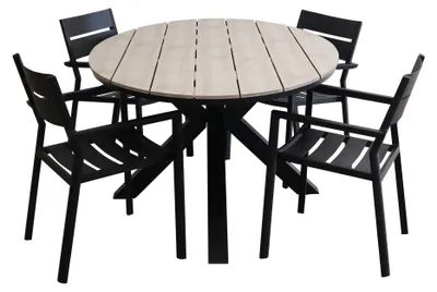 Produktbild von 5-teiliges Gartenset | 4 Delia Gartenstühle | Limasol Gartentisch | ø 120 cm