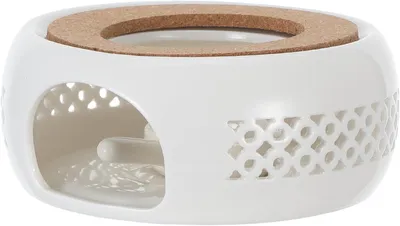 Imagen del producto de Calentador de tetera de cerámica - Soporte para velas - Calentador para té - Mantiene el té caliente - Diseño de cerámica resistente - 14,5 x 6 x 6 cm