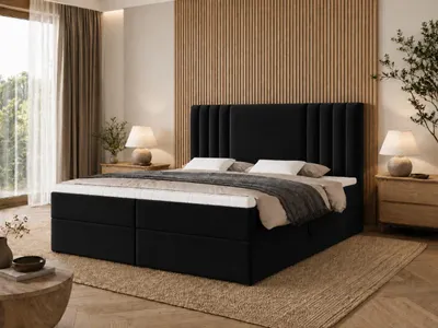 Produktbild von Emlar Boxspringbett Sava 200x200 - Bett mit Matratze und Topper - Boxspringbett mit Bettkasten und Matratze - Boxspringbett Schwarz (Magic Velvet 2219)