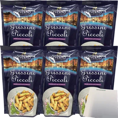 Produktbild von Leverno Grissini Piccoli Knoblauch & Petersilie 6r Pack (6x100g Packung) + usy Block