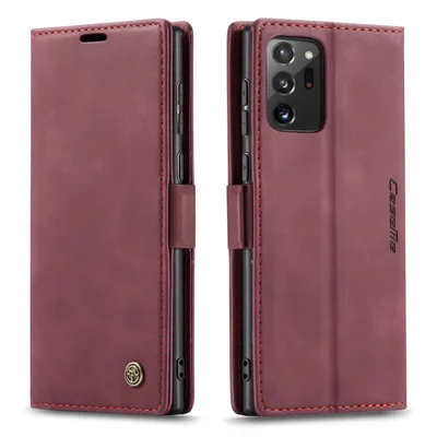Obrázek produktu pro Galaxy Note 20 Ultra Pouzdro, RetroPolyuretanKožené Pouzdro, Kapsy na Karty, Magnetické Uzavírání, Pouzdro s Funkcí Stojánku pro Samsung Galaxy Note 20 Ultra červené