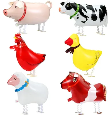 Productafbeelding van Foliënballoons, dieren, 6 stuks, thema "Jungle", decoratie voor kinderfeestjes, cadeau, 35-60 cm