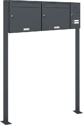 Produktbild von 2er Briefkasten Standanlage Freistehend RAL 7016 Anthrazit Klingel
