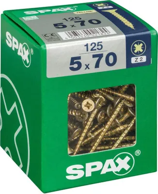 Immagine prodotto di Set di 125 viti in acciaio a testa svasata pozidriv SPAX, Diam.5 mm x L.70 mm