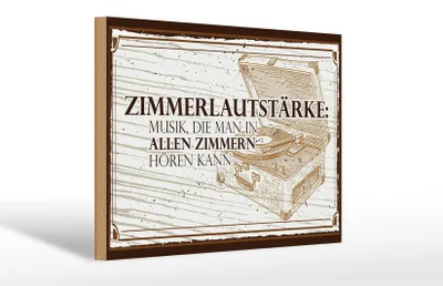 Produktbild von Holzschild Spruch 30x20cm Zimmerlautstärke: Musik, die man in