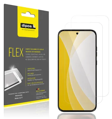 Produktbild von 2x Schutzfolie für Motorola Moto G77 Folie, 100% Displayabdeckung, dipos Flex