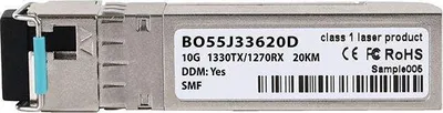 Produktbild von Kompatibler Cisco iSFP-10GBX-D-1330-20 BlueOptics BO55J33620D SFP+ Bidi-Transceiver, LC-Simplex, 10GBASE-BX-D, Singlemodefaser, TX1330nm/RX1270nm, 20KM, DDM, 0°C/+70°C (iSFP-10GBX-D-1330-20-BO)