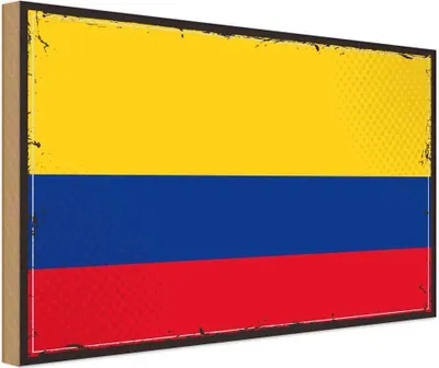 Produktbild von vianmo Holzschild 20x30 cm Kolumbiens Colombia Flagge Fahne Wappen