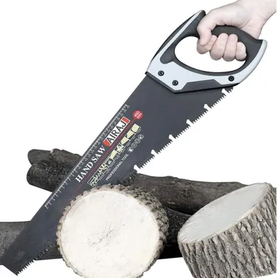 Produktbild von 45-cm-Handsäge zum Holzsägen, ergonomischer Gummigriff, ideal zum Sägen, Schnitzen, Gartenarbeit, Schneiden von Holz, professionelle Handsäge