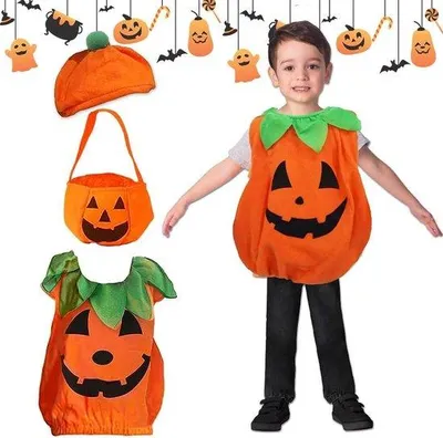 Produktbild von Kinderkostüm mit Kürbiskorb und Hut, Größe M, Halloween