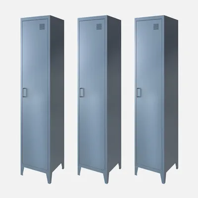 Immagine prodotto di Set di 3 armadi camera industriale, 4 vani, Blu grigio