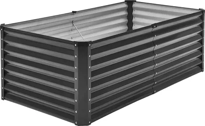 Produktbild von Metall-Hochbeet 6 x 3 x 2 ft, verzinkte Pflanzkiste für den Außenbereich, dunkelgrau