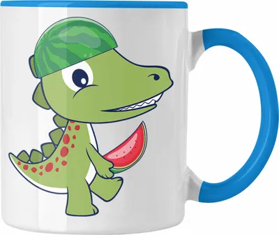 Produktbild von Trendation - Lustiger Dino Tasse Dinosaurier T-Rex Jungs Geschenk Geburtstag Geschenkidee (Blau)