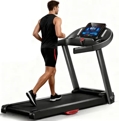 Image de Tapis de course électrique - Marchepied pliable - Entraînement à domicile - Inclinaison réglable (15 %) - Capacité de charge de 136 kg - Noir