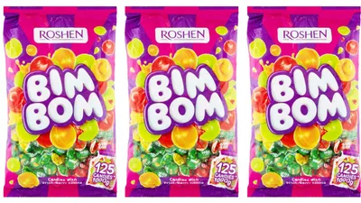 Image de Lot de 3 Bonbons durs fourrés aux fruits Roshen Bim Bom 3 x 1 kg