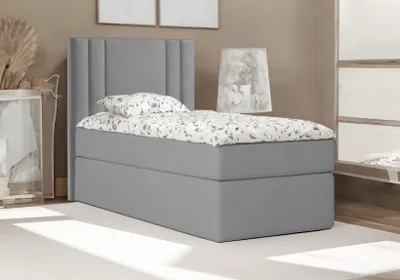 Produktbild von Bett , Boxspringbett , Continentalbett RALI MINI mit Bonell Matratze , Einzelbett mit Container , H3 ( 100x200 cm , Dunkelgrau - Itaka 14 , Ohne Topper )