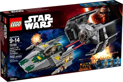 Produktbild von LEGO Star Wars Vader's TIE Advanced vs. A-Wing Starfighter 75150, 702 Teile, inkl. 4 Minifiguren, ausklappbare Cockpits, federunterstützte Shooter, Kunststoff, Mehrfarbig, 540x282x78.5 mm, 1090 g, ab 9 Jahren