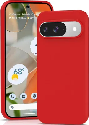 Produktbild von Conie TPU Schutzhülle für Google Pixel 9 Tasche Case Cover Bumper Silikon Mikrofaser Inlay Hülle in Rot matt