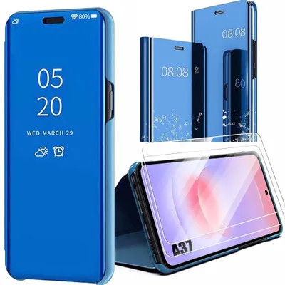 Image de Coque + 2 Verres Trempés pour Samsung Galaxy A37 5G, Protection Smart View Anti-Rayures - Bleu