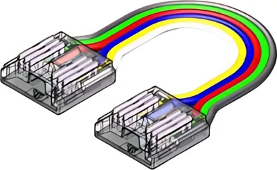 Produktbild von LED Strip-zu-Strip Verbinder – 6-polig, 12 mm, lötfrei mit 15 cm Verbindungskabel für RGBCCT COB LED-Streifen