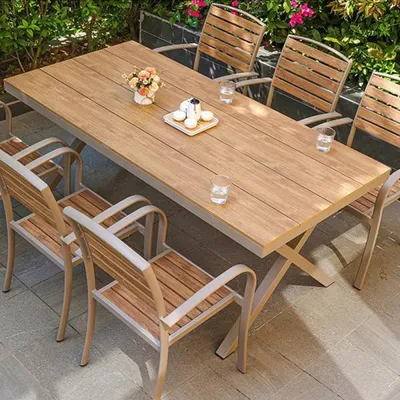 Produktbild von Gartenmöbel-Set Esstisch-Set Terrassenmöbel Möbel aus Aluminiumlegierung Essmöbel Balkonmöbel-Set 1*Tisch und 6*Stühle 180cm /MJHYZY-180/