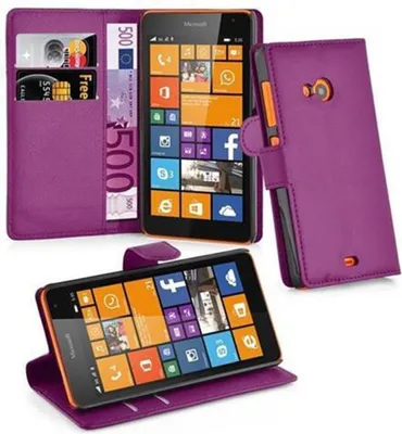 Produktbild von Cadorabo Hülle für Nokia Lumia 535 Schutz Hülle in Lila Handyhülle Etui Case Cover Magnetverschluss