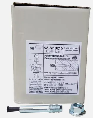 Produktbild von Kunkel Dübel 100St Brandschutzdübel K8 M10x15 7281 Außengewinde