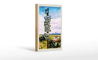 Produktbild von Holzschild Reise 12x18 cm Amerika USA Route 66 Oldtimer Gebirge