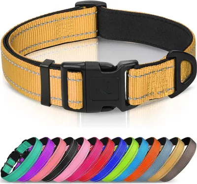 Imagen del producto de Collar para perros pequeños, color marrón, de neopreno, reflectante y ajustable