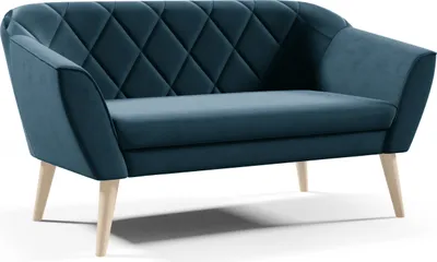 Image de GUTTO Canapé 2 places -- MEA -- Banc bleu Pieds en bois velours Livraison rapide Style scandinave - Belles coutures
