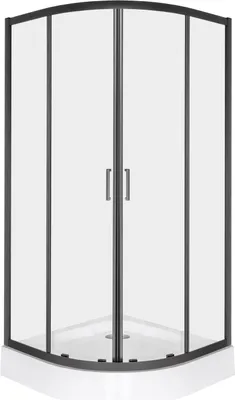 Produktbild von Kerra Aruba 90x90cm Duschkabine mit Duschwanne, 5mm ESG Sicherheitsglas, schwarz Profile, transparent