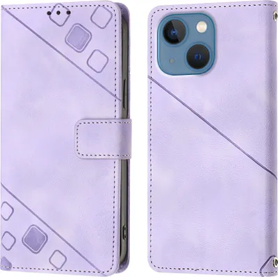 Produktbild von Hülle für iPhone 15 Prägung Flip Leder Brieftasche Schutzhülle mit Ständer Lila