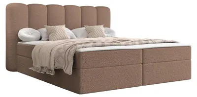 Produktbild von MIRJAN24 Boxspringbett mit zwei Bettkästen Softi I Boucle, Schlafzimmer, Dopellbett mit Topper (Farbe: Lambi 04, Größe: 160x200 cm)
