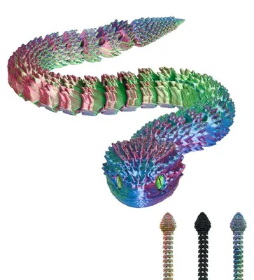 Image de Serpent 3D – 27 cm | Figurine Fantasy de Collection et Décoration – Bleu-vert-violet