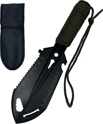Image de Mini-pelle à main, 9-en-1, outil multifonctions ultraléger et compact pour le camping, le jardinage et la survie, noir, 9 pouces