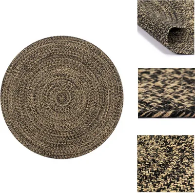 Immagine prodotto di vidaXL Tappeto fatto a mano in iuta nero e natura 90 cm - Tappeti