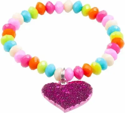 Produktbild von Buntes Armband mit Herzanhänger, für Kinder