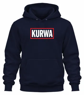 Zdjęcie produktu dla Bluza z kapturem, napis "KURWA" (wulgarny, zabawny napis), idealna na prezent, imprezę, kolor granatowy, rozmiar S