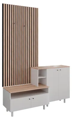 Produktbild von Garderobenset Vicco Elano Weiß/Eiche 140 x 80 cm 2 Teile, Model 61396