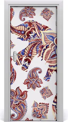Produktbild von Tulup Türaufkleber 85x205 cm Dekorative Aufkleber Selbstklebend Wasserdichte Tapete Abnehmbar Schlafzimmer Wohnzimmer Wohnkultur - Aufkleber Elefanten ethnische Muster