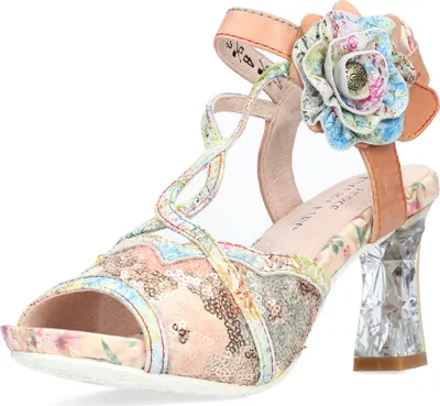 Produktbild von Laura Vita Damen Sandalette Blumenfee mit Pailletten Gummisohle Leder NINO-13, Größe:39 EU, Farbe:Rosa