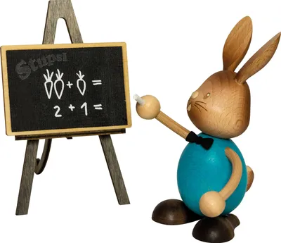 Produktbild von Drechslerei Kuhnert - Dekofigur aus Holz - Hase Stupsi als Lehrer  - ca. 12cm