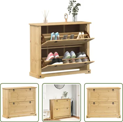 Zdjęcie produktu dla The Living Store Szafka na buty Corona 99x32x85 cm lite drewno sosnowe