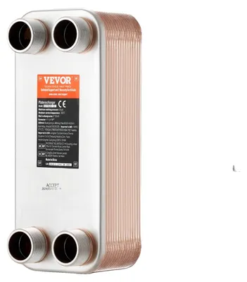 Productafbeelding van VEVOR warmtewisselaar met 30 platen, gemaakt van 316L roestvrij staal, gesoldeerde plaatwarmtewisselaar