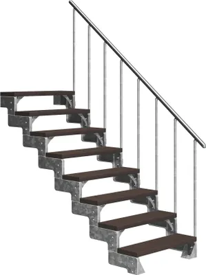 Produktbild von Dolle Außentreppe Gardentop 144-176cm Geschosshöhe mit Trimax dunkelbraun 100cm breit mit Geländer