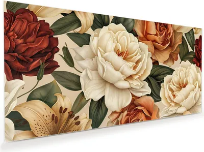 Produktbild von Glasbild 100x50cm in XXL für Wohnzimmer, Schlafzimmer Motiv Blumenpracht