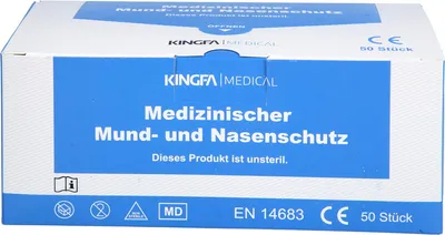 Produktbild von FRANK Mundschutz mit Gummiband und Nasenbügel blau, 50 St. Mundschutz