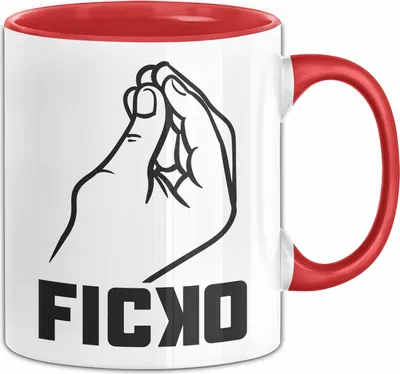 Produktbild von Ficko Tasse Geschenk Italien Itelienische Geste Geschenkidee Kaffee-Becher (Rot)