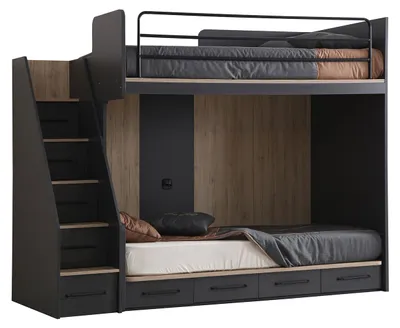 Obrázek produktu pro Stilvolles Braunes Stockbett Designer Jugendbett Schlafzimmer Möbel